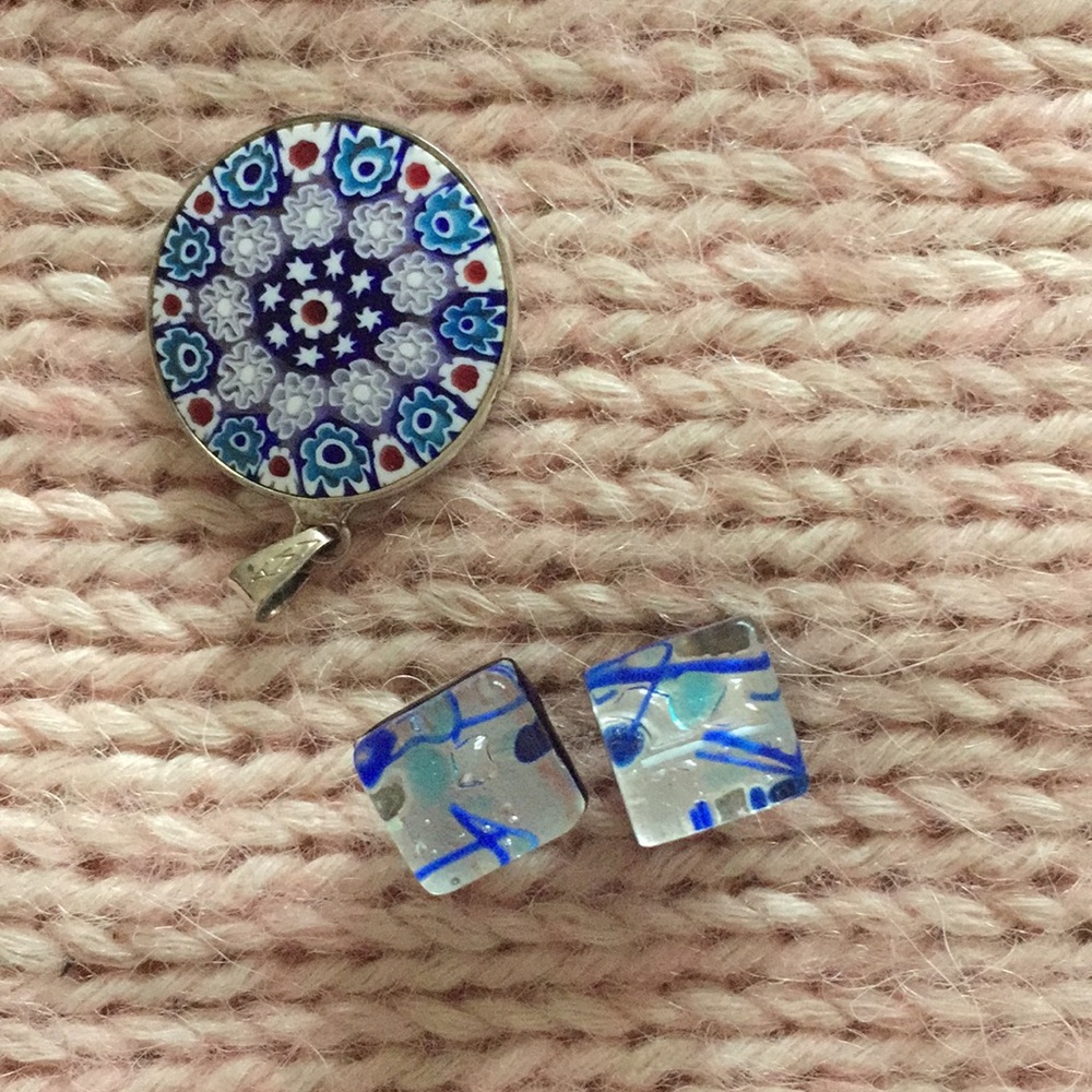23mm Authentic Murano Glass Pendant and earrings